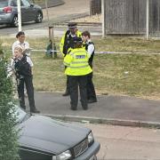 Police in Harold Hill following a stabbing last week - a man has since been charged