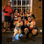 Stephen Banham-Scott (front, right) after taking part in the ultra challenge