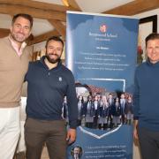 Boxing promoter Eddie Hearn, director of development at Brentwood School Sam Mason, and Winged Boots co-founder and managing director David Ox