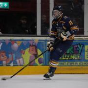 Raiders defenceman Tom Relf on the puck Image: Charlotte Smallwood