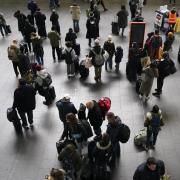 Passengers waiting for trains