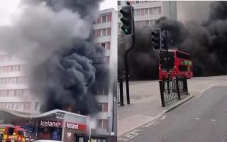 Smoke billows from Iceland in Forest Gate