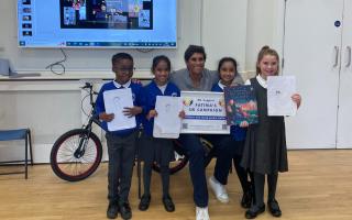 Fatima Whitbread launched her book with an event at Clockhouse Primary School