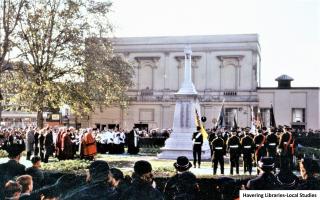 Remembrance service in Laurie Square, Romford, in the late 1960s